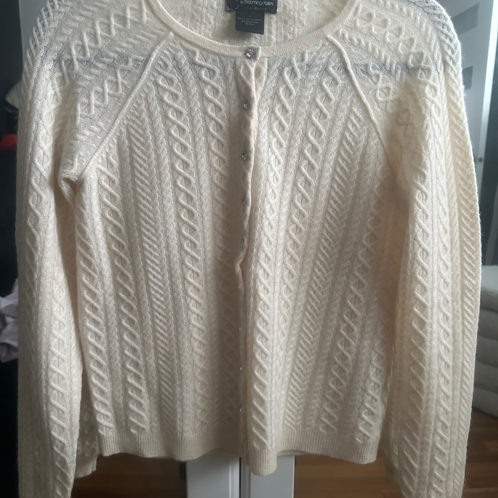 Bloomingdale's Ivory Cable Knit Cardigan